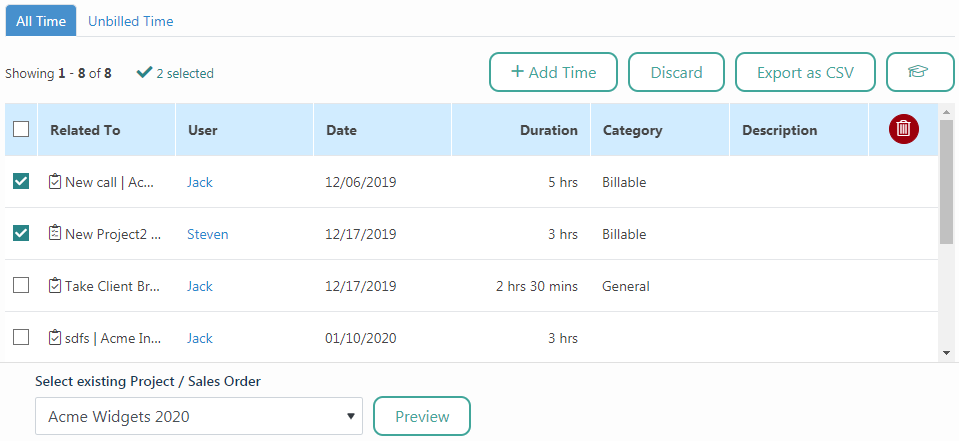 Time tracking for project management