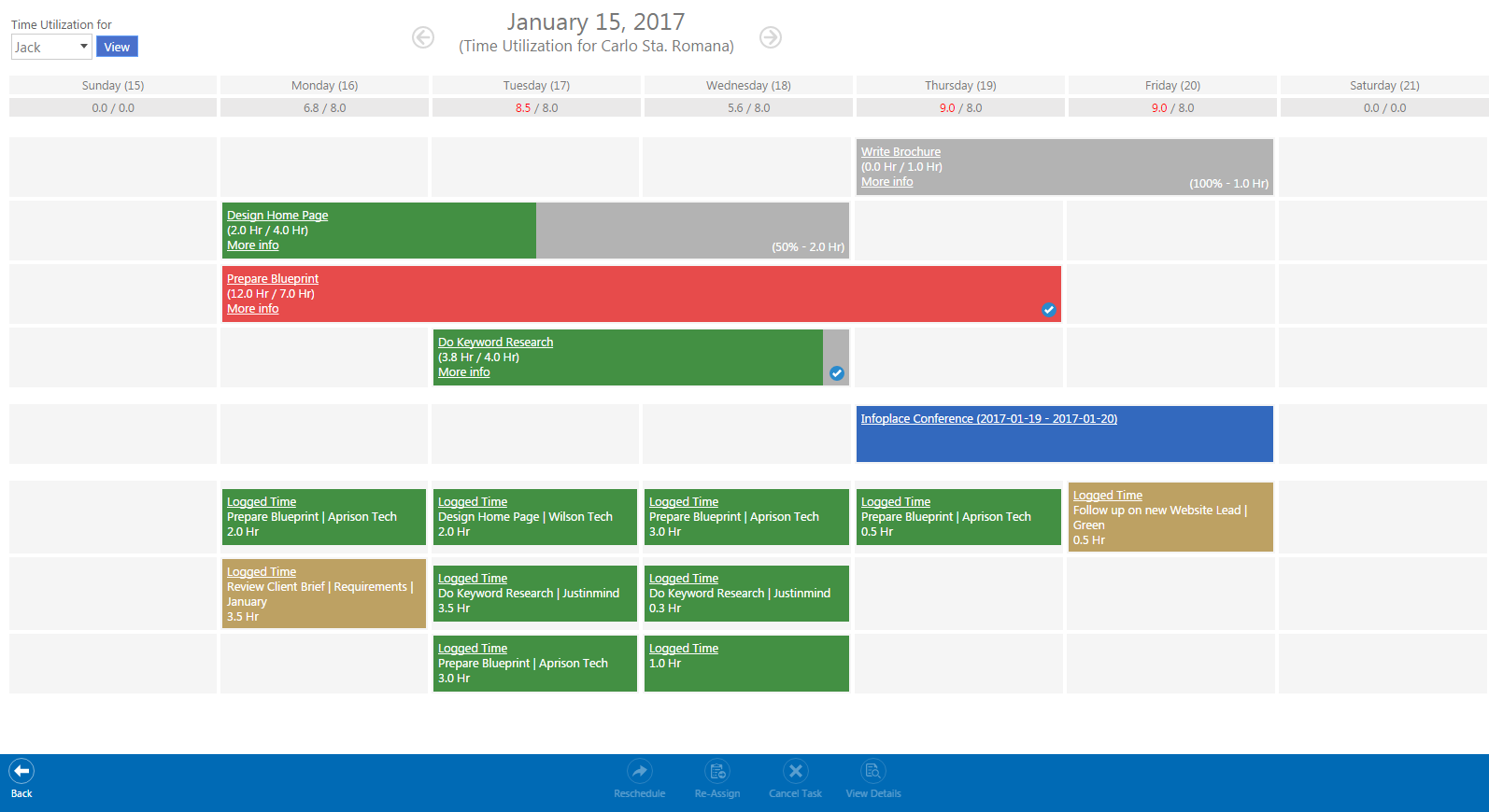 Resource Management Calendar view