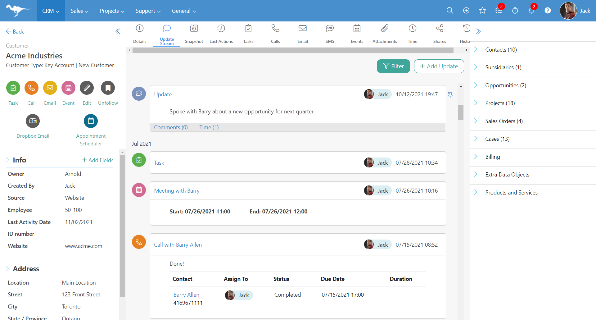 bluecamroo crm dashboard example