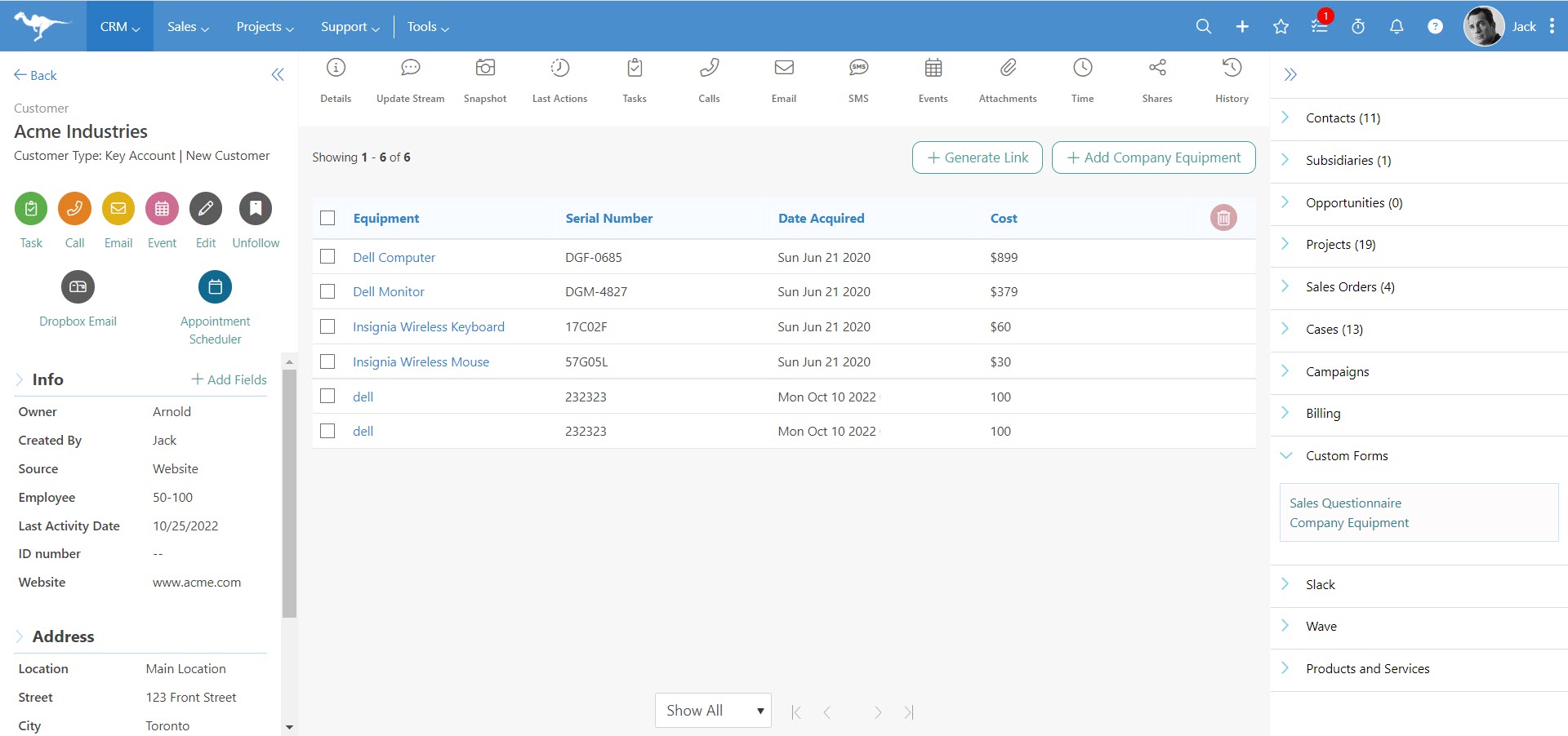 What custom forms look like in a record